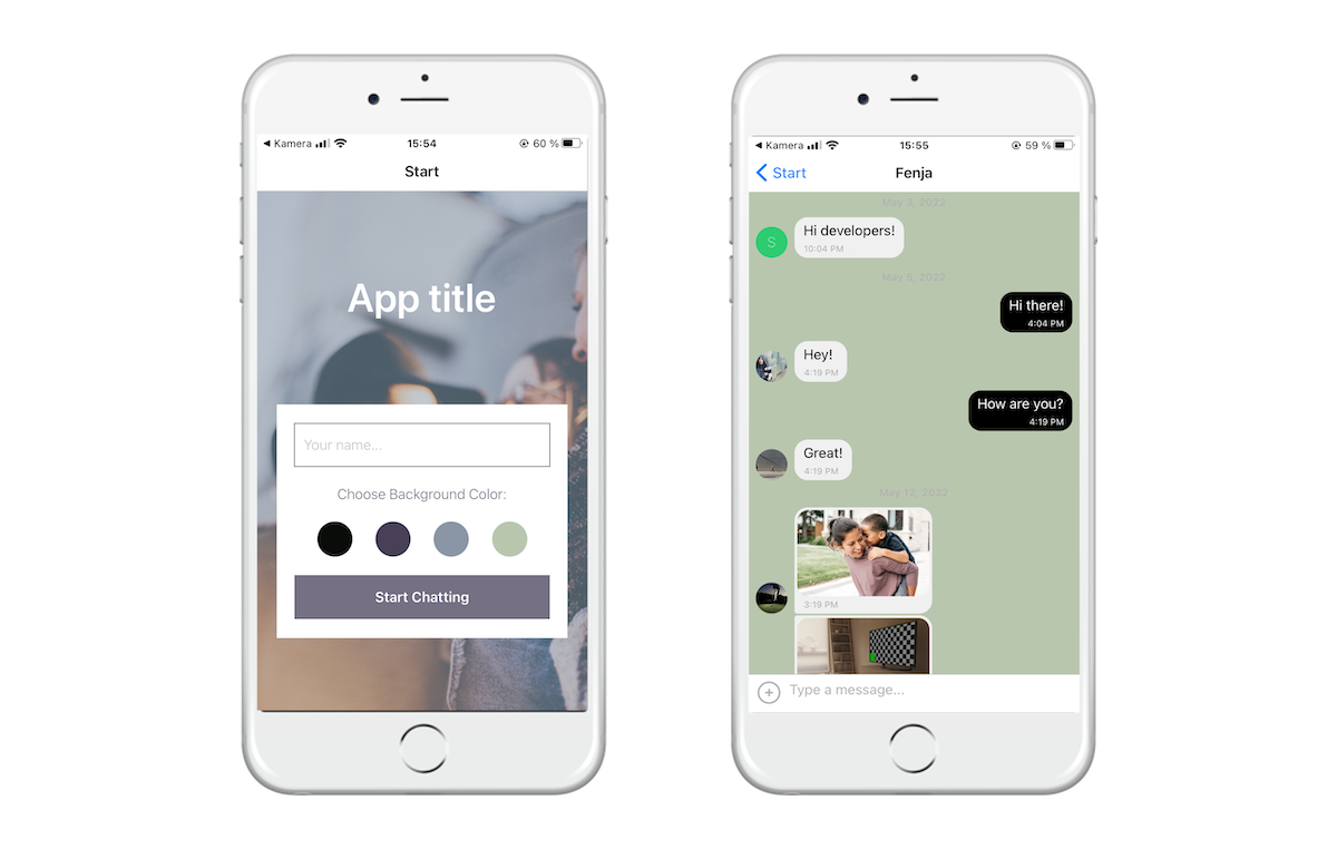 Screenshot of application on iPhone